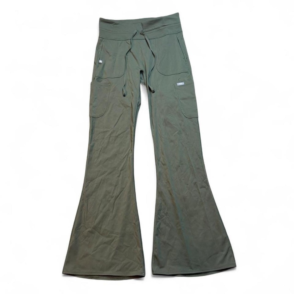 FIGS medical nurse doctor olive green flare scrub pants size large flare